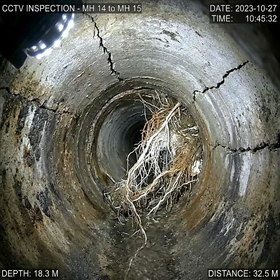 trenchless sewer repair - before work done